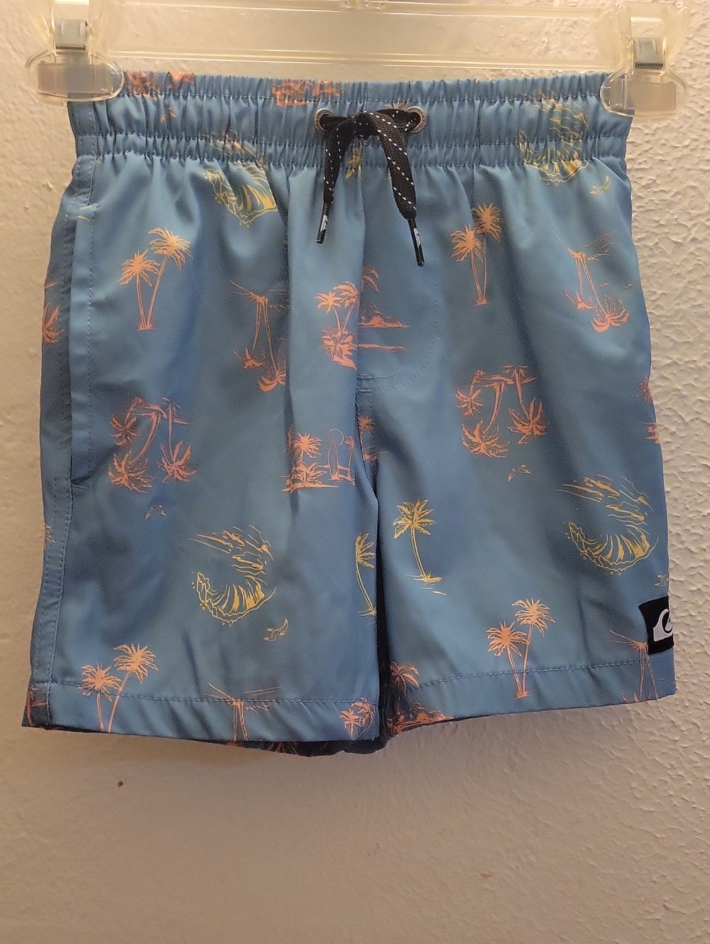 Quicksilver Kids' Light Blue Palm Print Swim Trunks Size XS 5/6